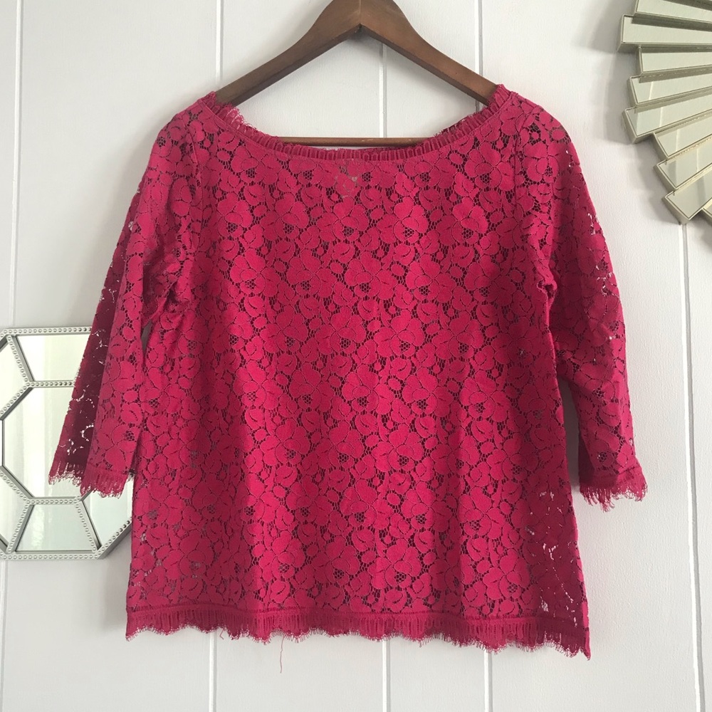 Weston Wear Anthropologie Pink Lace Blouse Boho Small